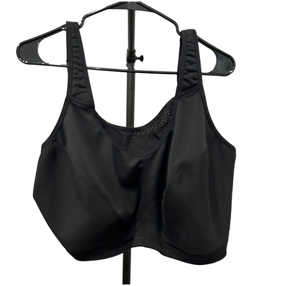 Glamorise Sport Elite Performance Black Sports Bra Hook Eye Back Closure Sz 50G - Picture 1 of 10